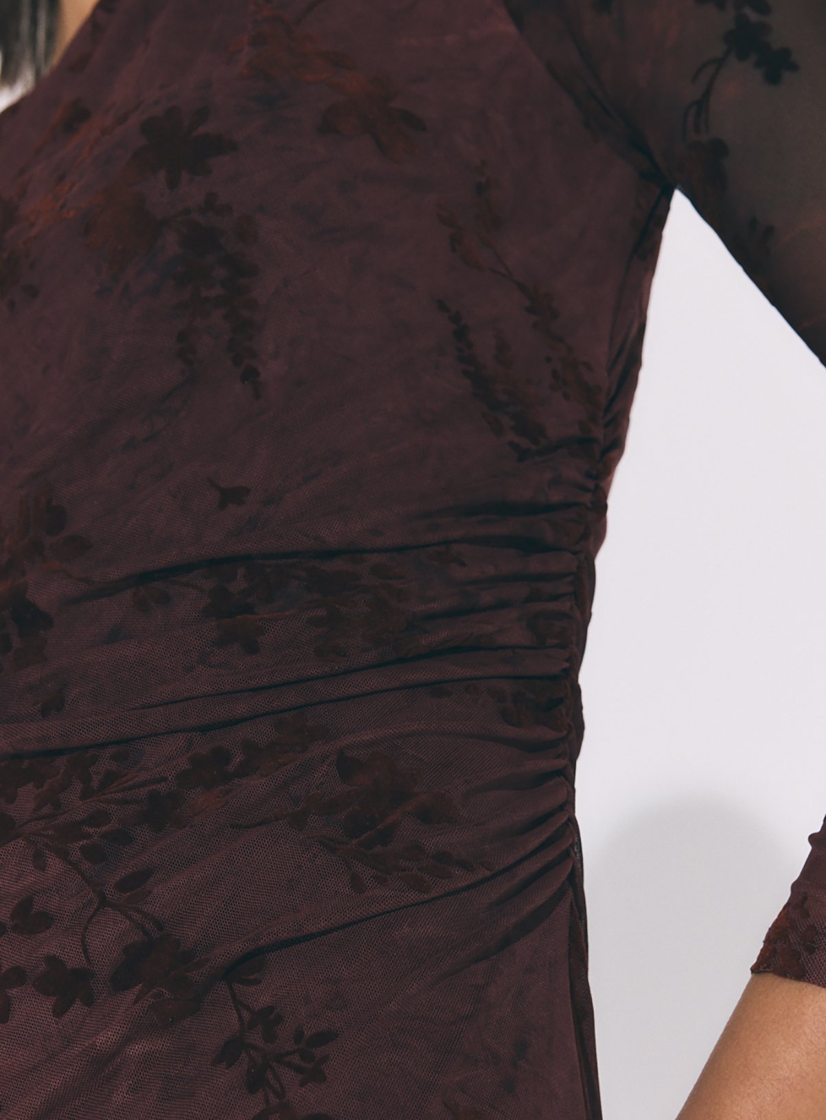 Dark Purple Jacquard Mesh Midi Dress 8 - Image 3 thumbnail